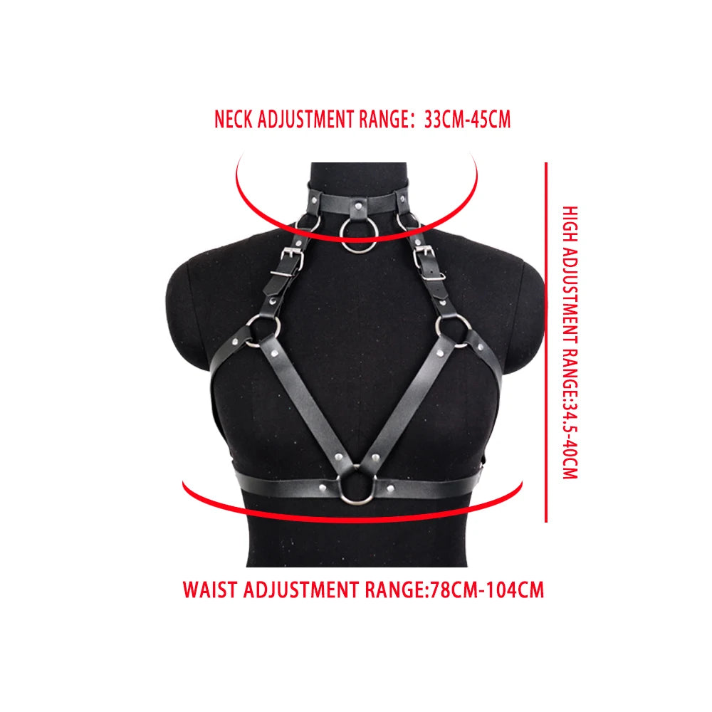 Sexy Lingerie Women Punk PU Leather Harness Bra Garter Fashion Body Cage Top Suspenders Harajuku Straps Sword Belt