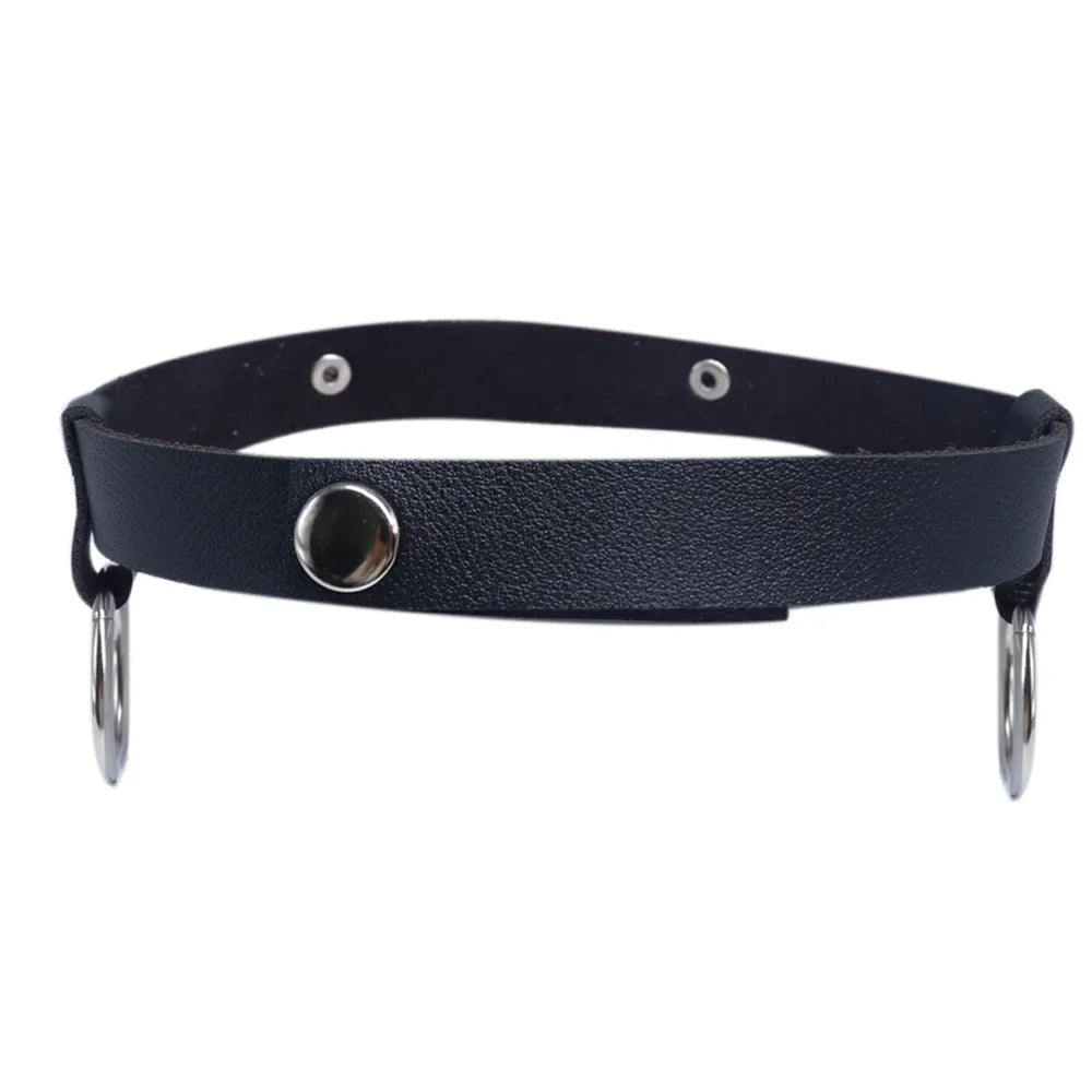 Black Goth Choker Necklace For Women Punk Spike Rivet Round Heart Bell Belt Necklaces Collar Cosplay Chocker Gothic Accessories