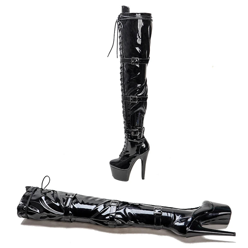 17CM/7inches glitter PU Pole dancing shoes High Heel platform Pole Dance boot