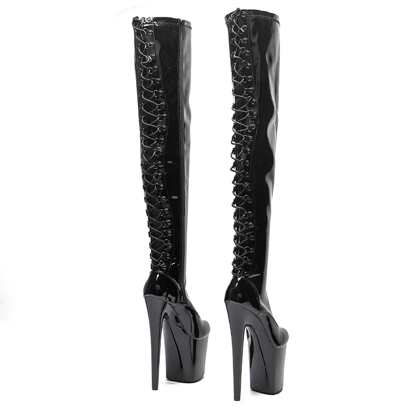 20cm/8inches Patent upper High Heel platform Pole Dancing boots