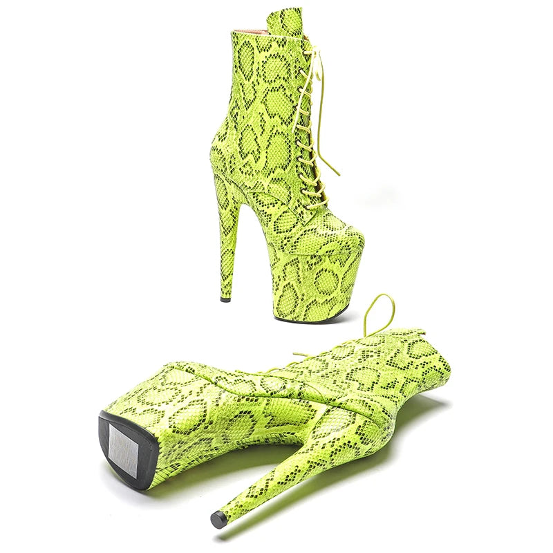 20CM/8inch Snake PU upper Exotic fashion trends high heel platform Pole Dance boot