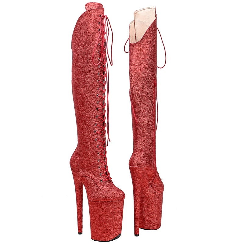 glitter PU upper y boots 23CM/9inches High Heels Platform Pole Dance shoes