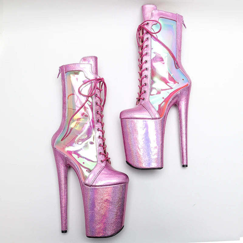 23CM/9inches Extreme High Heels Platform Boots Lace Up y Pole Dancing Ankle Boots women boot 4B