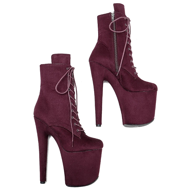 20CM/8inches suede Pole dance shoes High Heel platform Boots closed toe Pole Dance boot