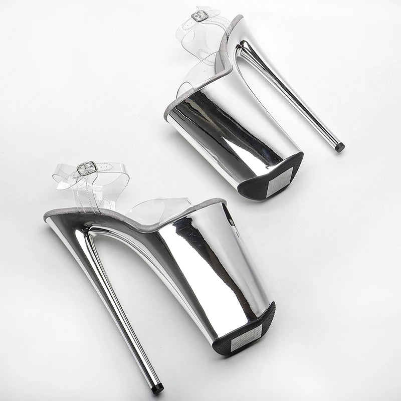 26CM/10inche PVC upper Open Toe electroplate High Heel platform y exotic party sandals Pole Dance shoes
