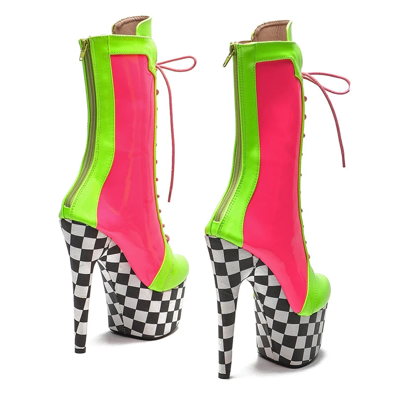 Patent with PU upper Mix color 17CM/7inches Pole dancing shoes High Heel platform Boots Pole Dance boot