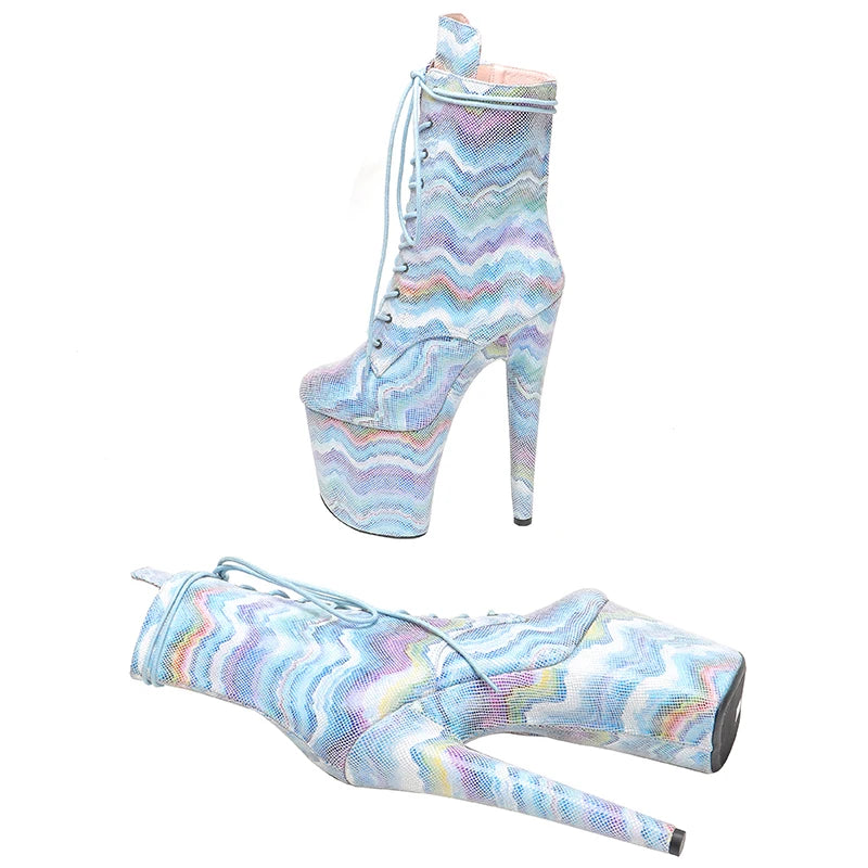 20CM/8Inch Genuine Leather Women's Platform disco party High Heels Pole Dance boot