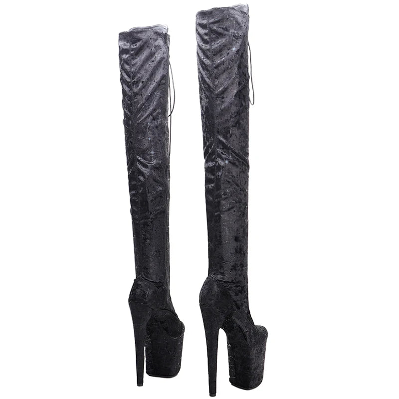 20CM/8inches suede upper fashion lady High Heel platform Pole Dance boots