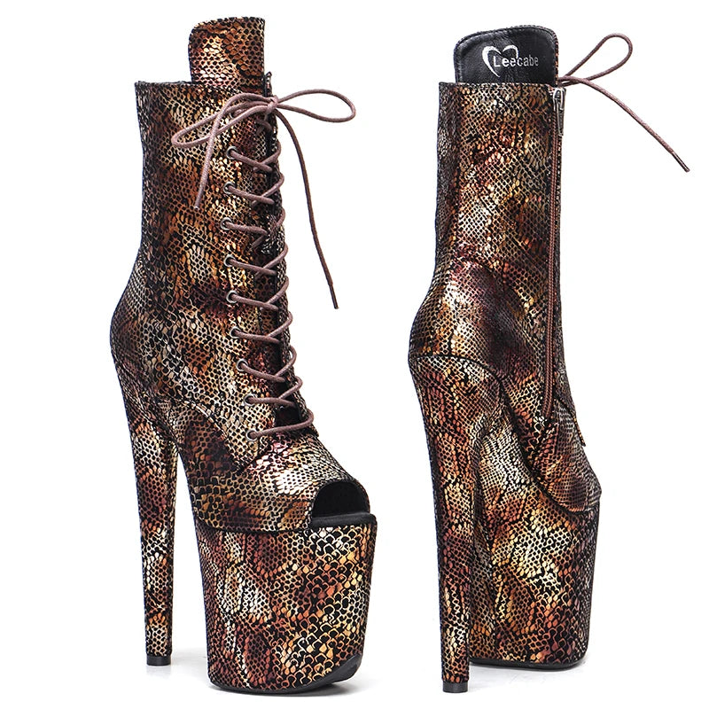 20CM/8inches Suede upper High Heel platform Boots open toe Pole Dancing boot