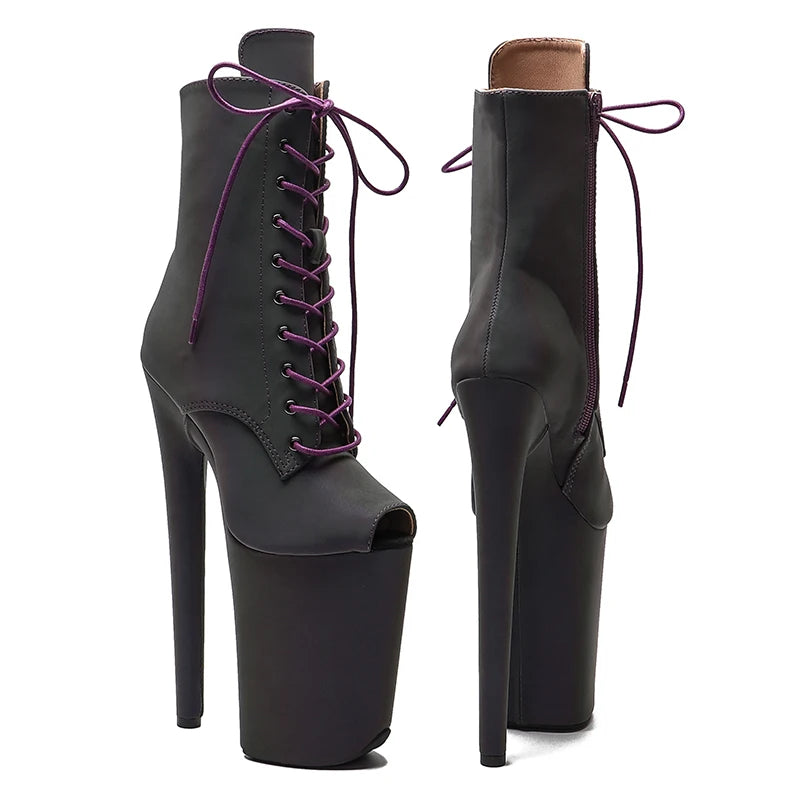 23CM/9inches Reflective material PU open toe Pole dance shoes High Heels Pole Dance boot