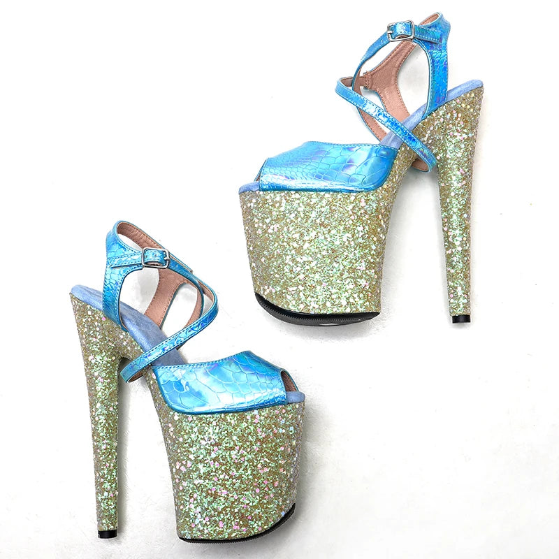 8Inch/20cm PU upper glitter Platform party High Heels sandals Shoes Pole Dancing Shoes