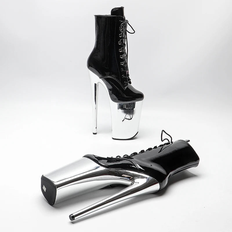 23CM/9inches Patent Upper Pole Dance Shoes High Heels Platform Ankle Boot Pole Dance Boot
