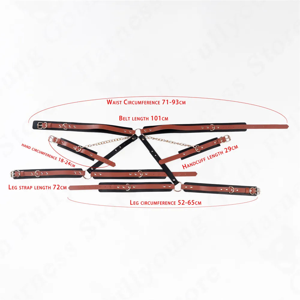 Lingerie for Women PU Leather Harness Brown Garter Thight Belt Body Strap Goth Clothes Punk Cage Suspender Rave