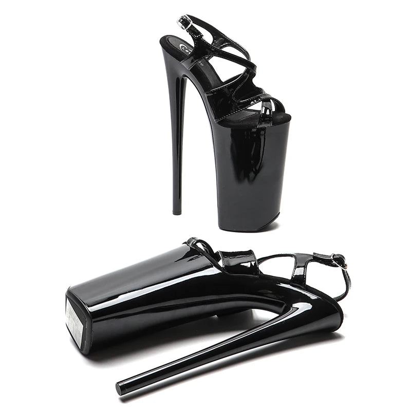 26CM/10inches Shiny Patent PU upper Open Toe High Heel platform y exotic party sandals Pole Dance shoes