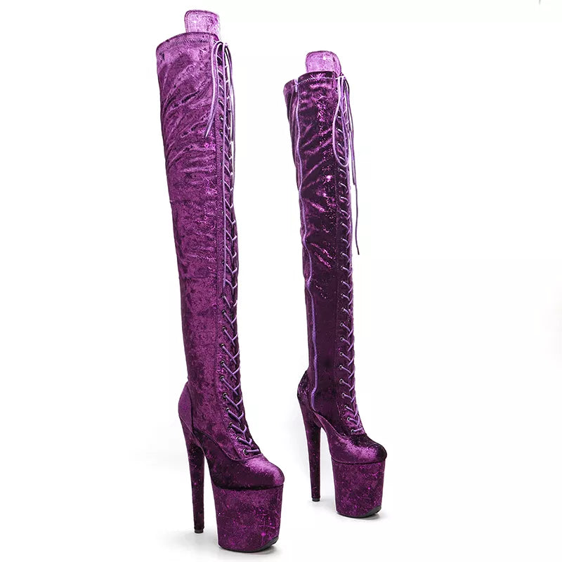 20CM/8inches Pole dancing shoes High Heel over knee closed toe Pole Dance boots