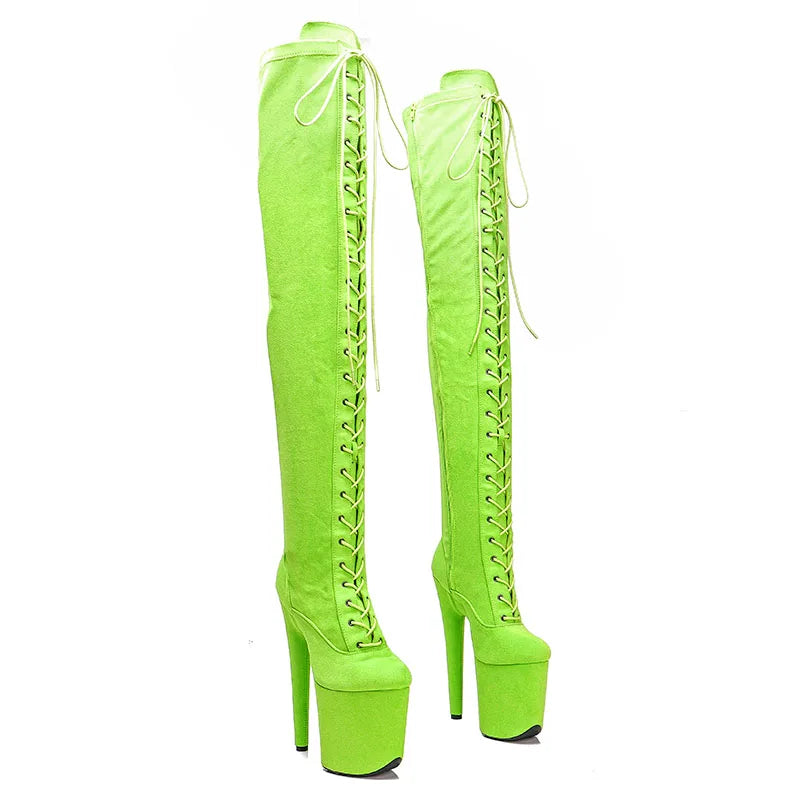 20CM/8inches Suede Upper Pole dancing shoes High Heel platform Boots closed toe Pole Dance boots