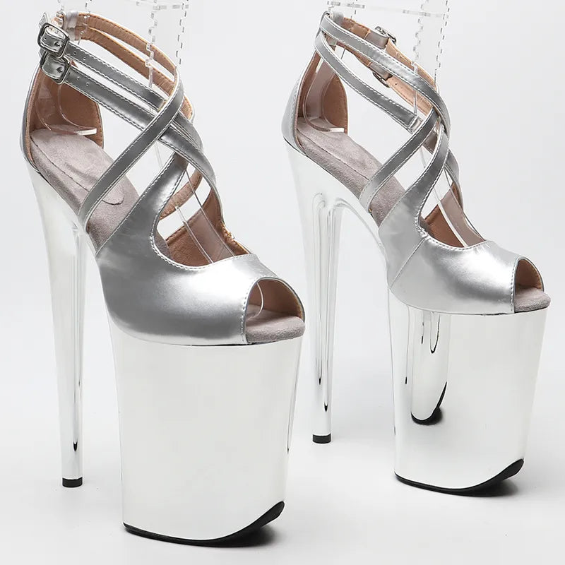 23CM/9inches Patent PU open toe Platform y High Heels Sandals Pole Dance shoes