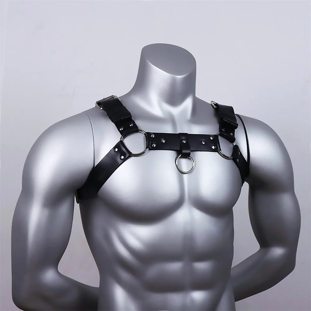 Leather Chest Harness Men Harness Adjustable ual Body Cage Harness Belts Rave Clothing for Adult