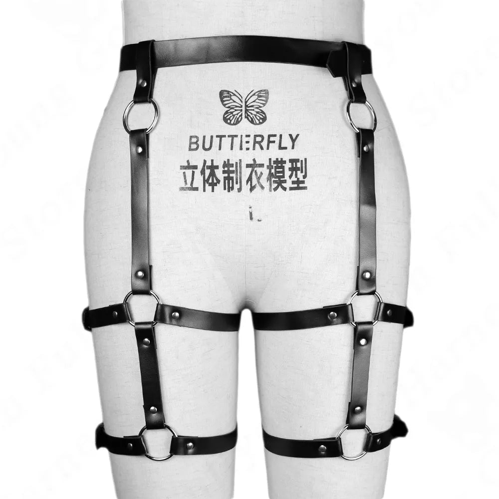 gothic Leather Garter Belt Stocking Suspenders Straps Body Lingerie Women Leg Harness Belts Garter Belt Female