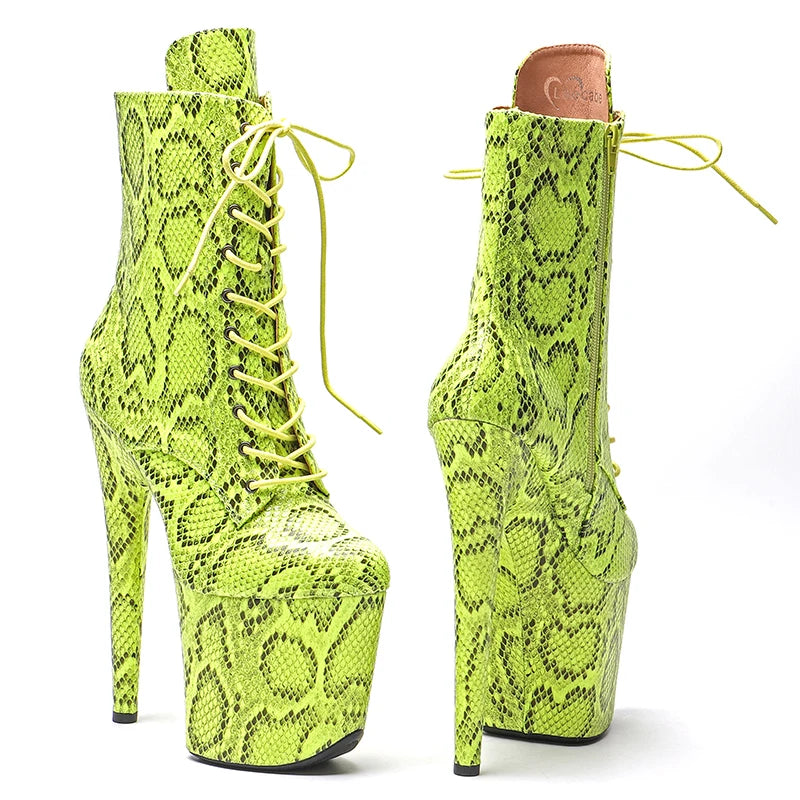 20CM/8inch Snake PU upper Exotic fashion trends high heel platform Pole Dance boot