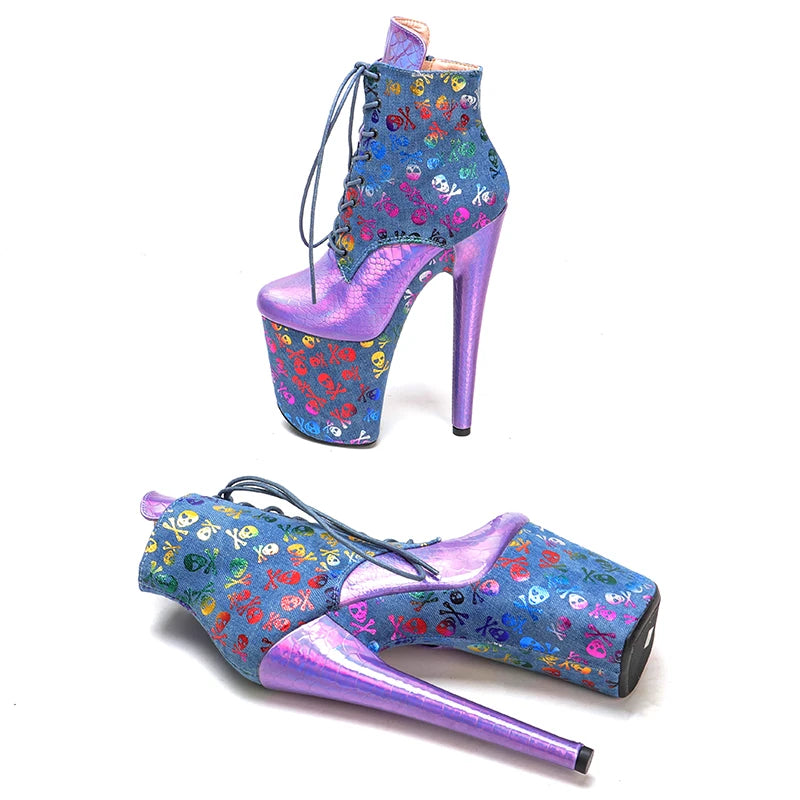 20CM/8inches PU upper Two color mix Pole dancing shoes High Heel Pole Dance boots