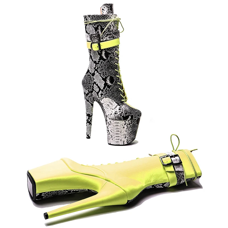 20CM/8Inch color matching boots heel platform ankle y boots model nightclub super high heel 4BY