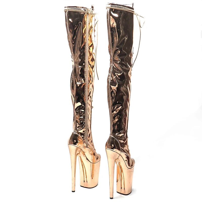 23CM/9inches patent leather fashion lady small open toe High Heel platform Pole Dance boots 5B