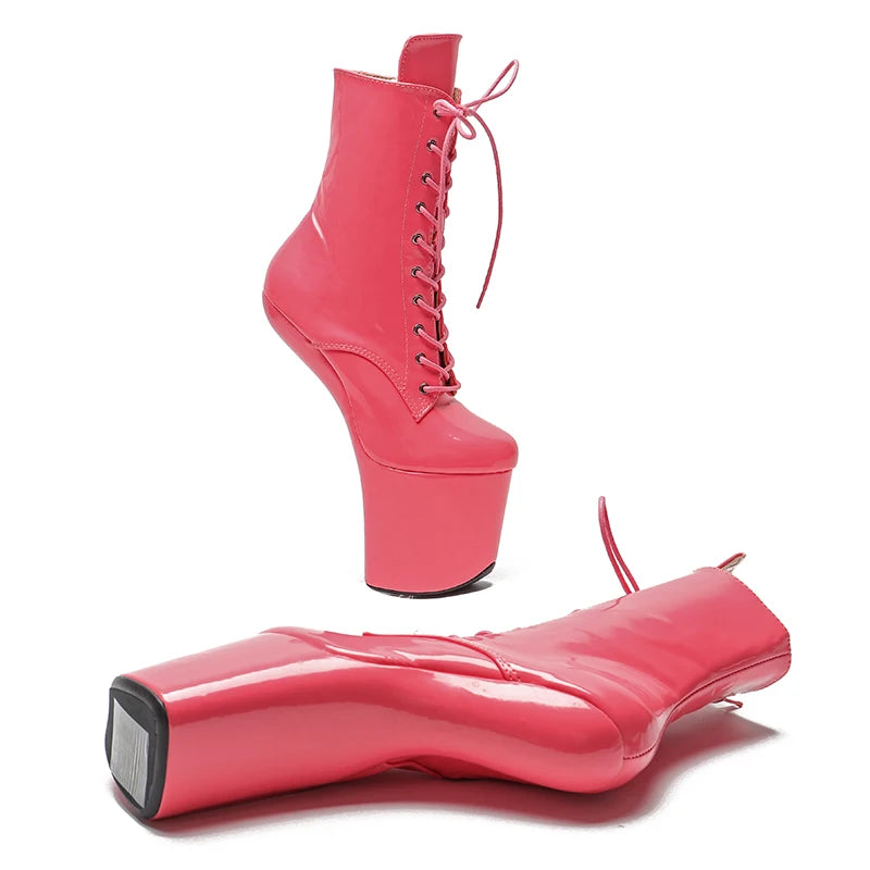 patent Upper Platform Ankle Boots y Exotic heelless pole dance shoes