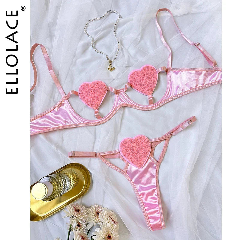 Ellolace Porn Lingerie Love Hollow Out Bra Fantasy Bilizna Sexy Romantic Adult Costume Wetlook Silk Hot Outfit Open Underwear