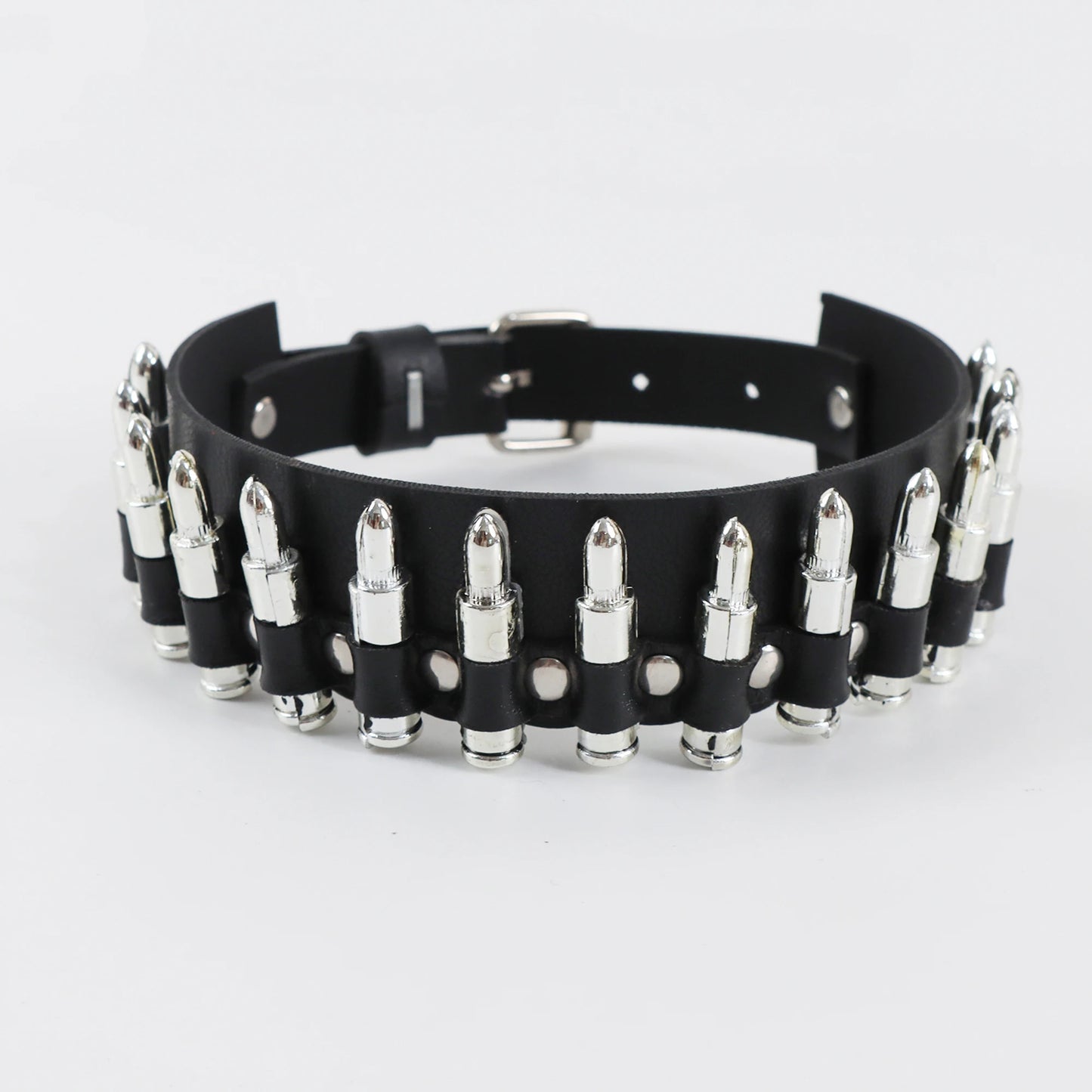 Punk Silver Color Spike Rivets Choker Necklace Leather Anime Necklaces Women Chokers Collar Harness witch rave Necklace