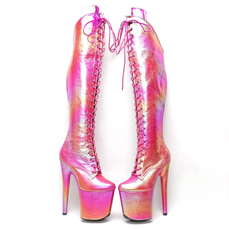 20CM/8inches Pole dancing shoes High Heel platform Boots closed toe Pole Dance boots knee high boots 5B