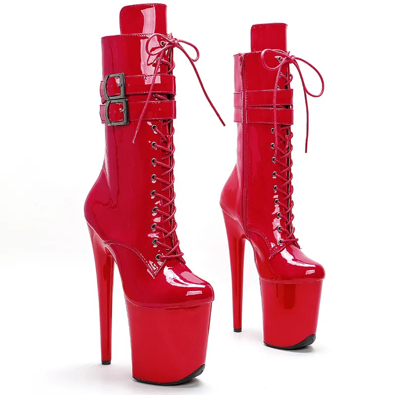 20CM/8Inch shinny upper lady fashion boots for party Platform High Heels Pole Dance boot