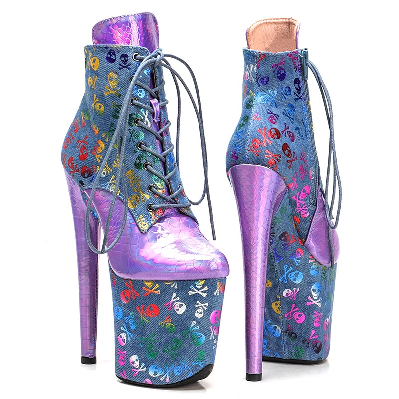 20CM/8inches PU upper Two color mix Pole dancing shoes High Heel Pole Dance boots