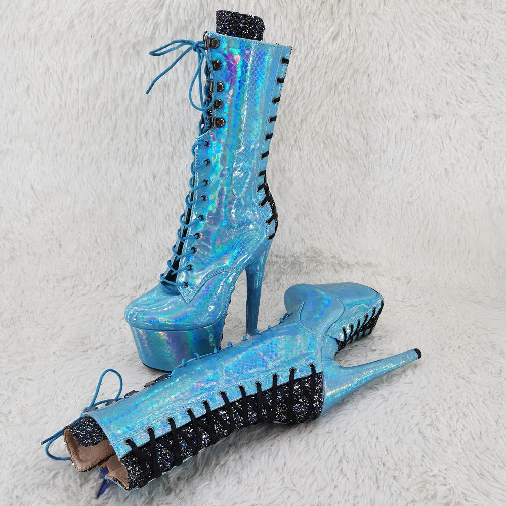 17CM/7inches Two color PU upper Pole dancing shoes High Heel platform Pole Dance boot