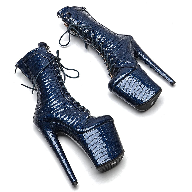 20cm/8inches Shiny PU Upper Fashion High Heel platform Pole Dancing boot