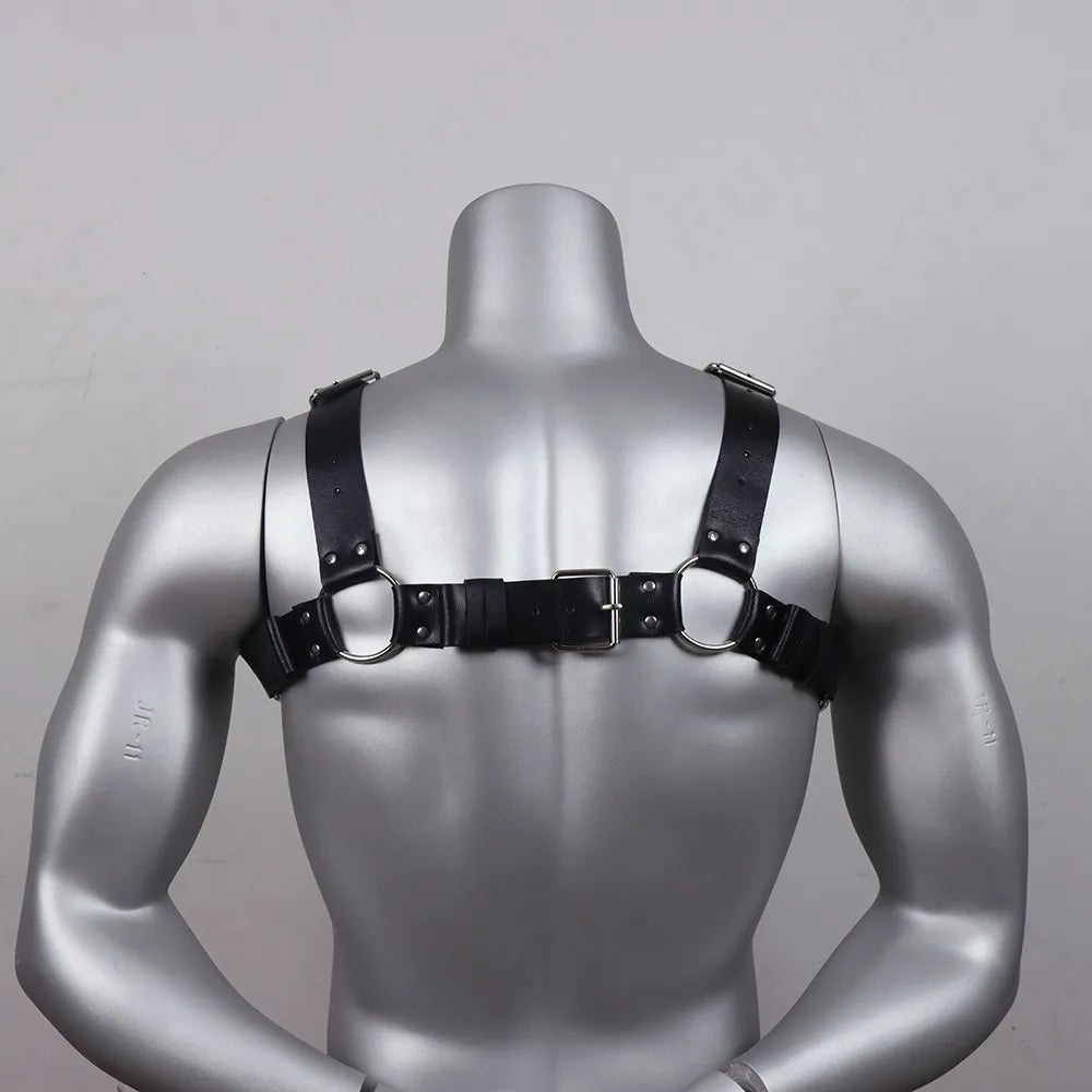 Faux Leather Chest Harness Men Adjustable ual Body Cage Harness Belts Rave Clothing for Adult