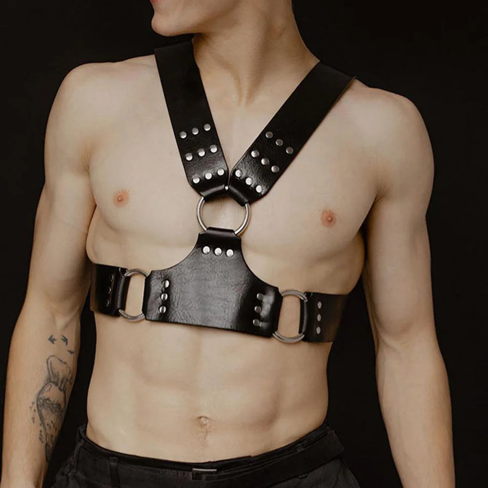 Punk Men's Harness Sword Belt Chest Cage Gay Strap Lingerie Gothic Rave Costumes Cosplay Tops