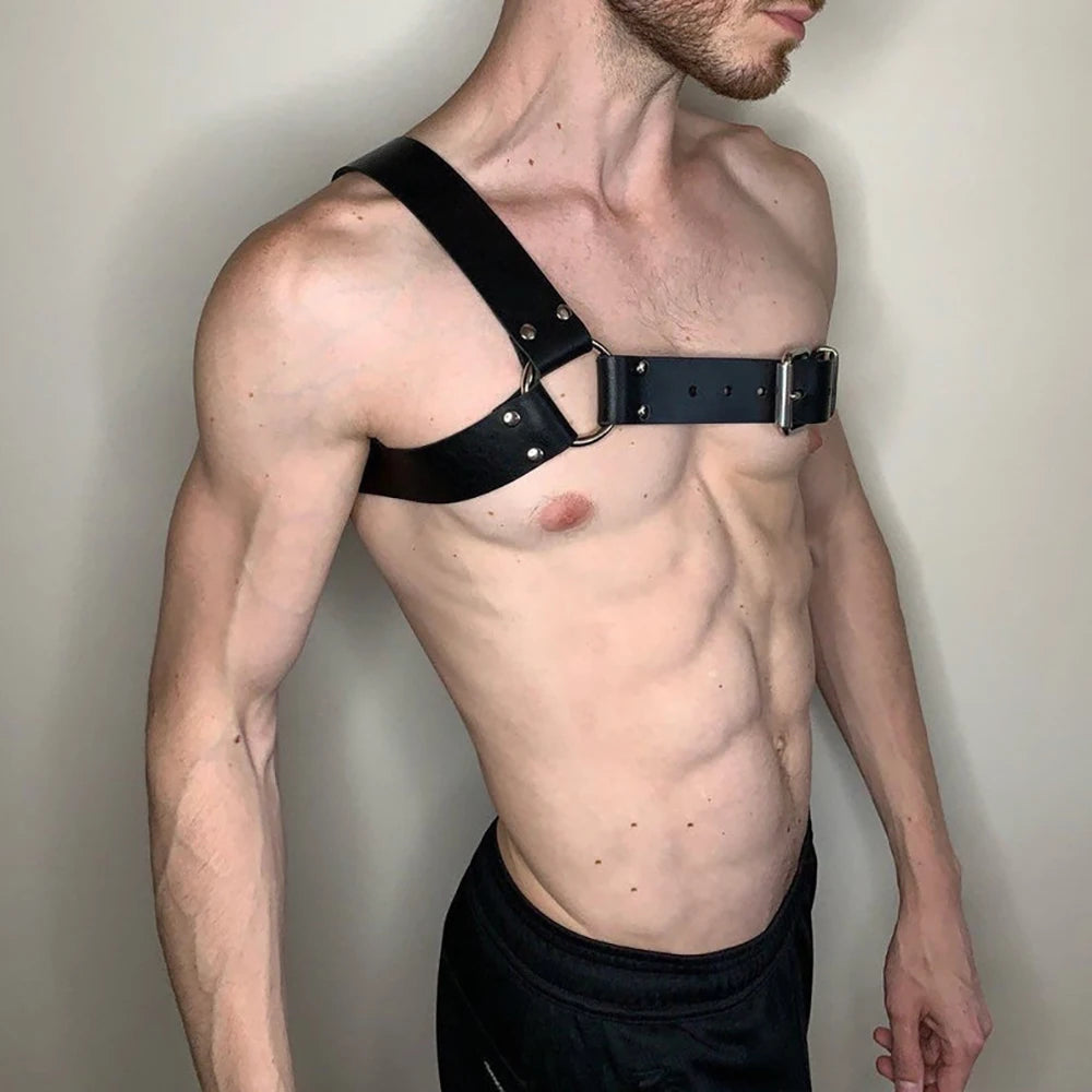 Handmade PU Leather Harness Men Gay Underwear Gothic Harajuku Punk Style Adjustable Body Chest Harness Belt