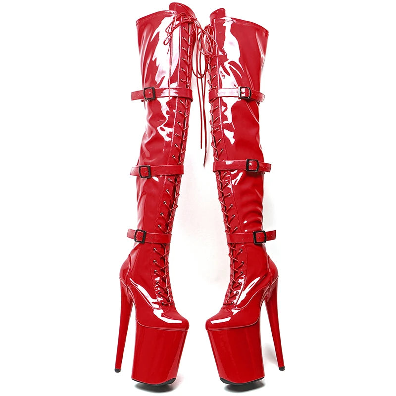 23CM/9inches Shiny PU Patent upper y boots Fashion trend High Heels Platform Pole Dance shoes