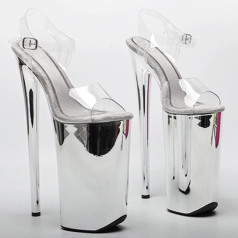 26CM/10inche PVC upper Open Toe electroplate High Heel platform y exotic party sandals Pole Dance shoes