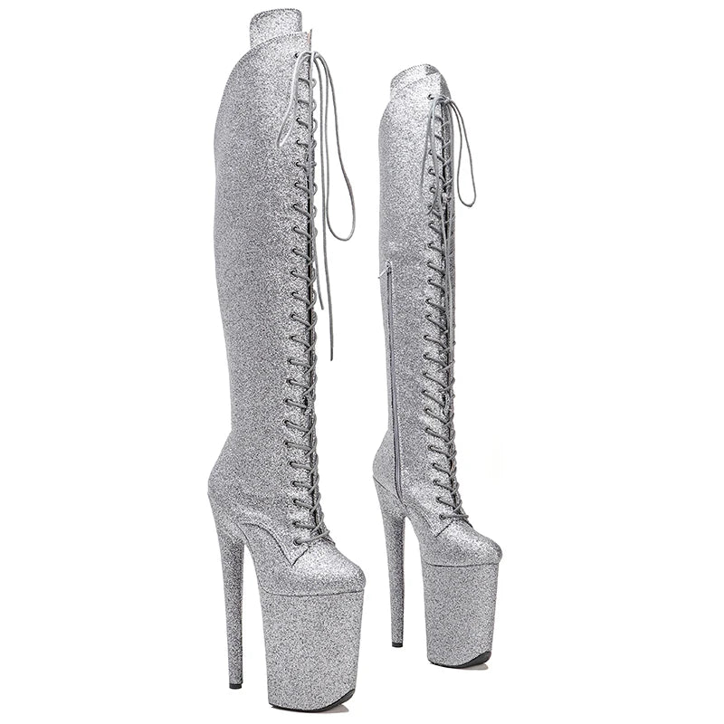 glitter PU upper y boots 23CM/9inches High Heels Platform Pole Dance shoes