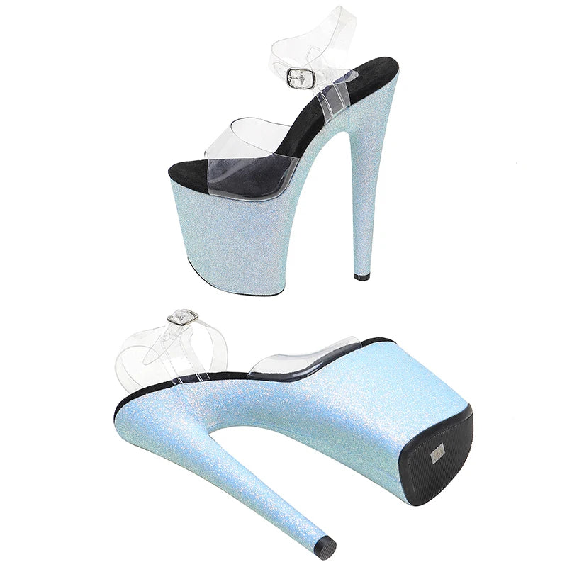 20cm/ 8inches PVC upper fashion y glittering platform high heel sandals pole dance shoes