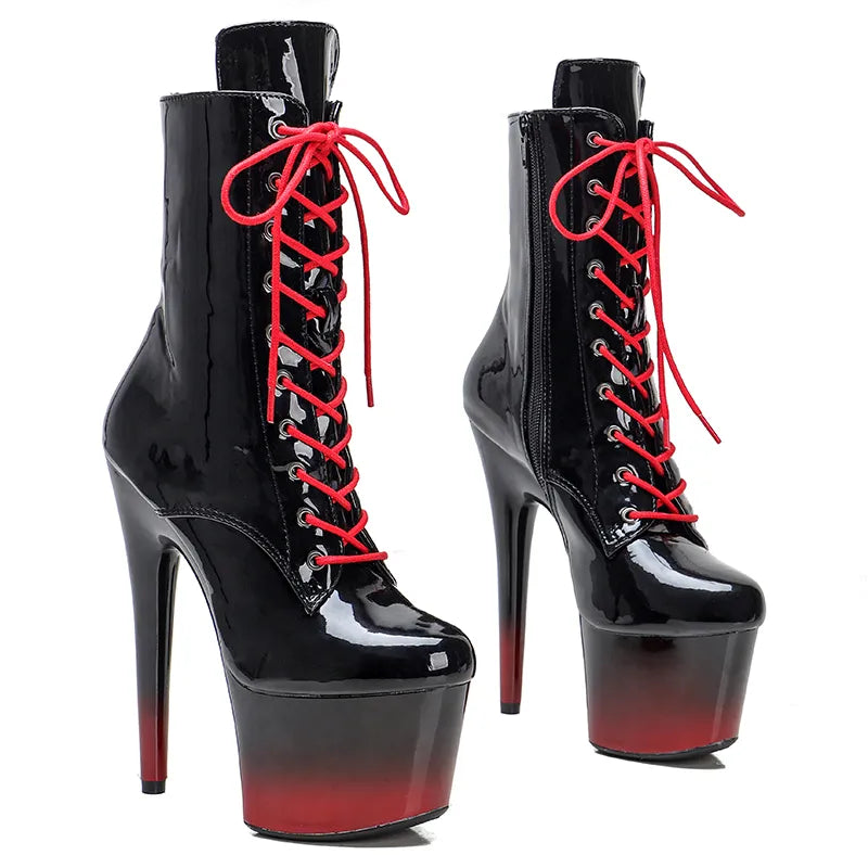 17CM/7inches Patent PU upper Platform Fashion party High Heels Pole Dance boot