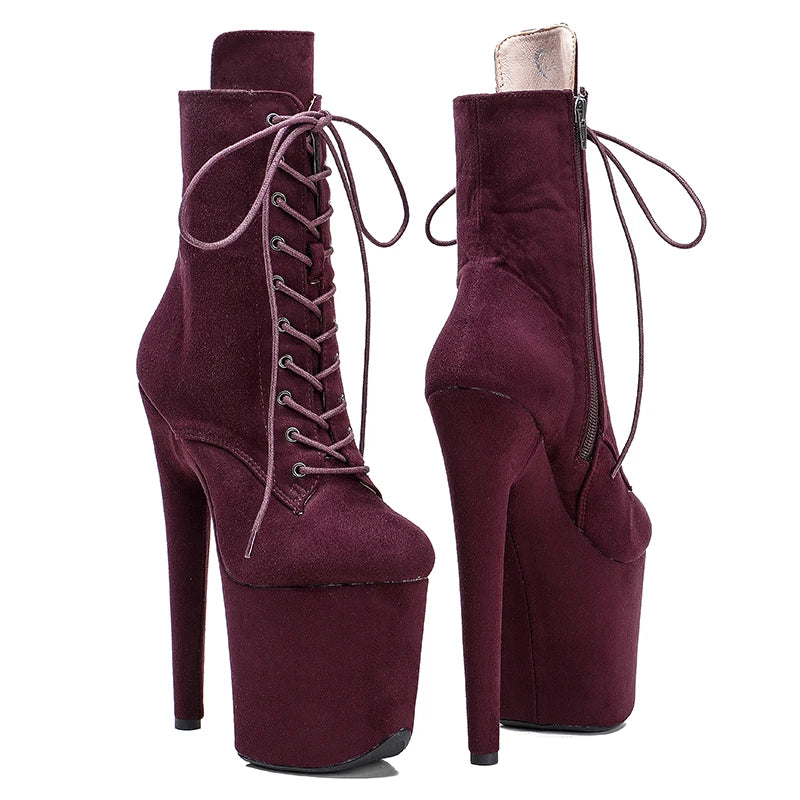 20CM/8inches suede Pole dance shoes High Heel platform Boots closed toe Pole Dance boot