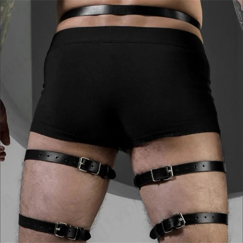 Leg Belt Men Harness Belts Gay Body Lingerie Gay Clothing for Gay Rave PU Leather Club Lingerie for Gay Men