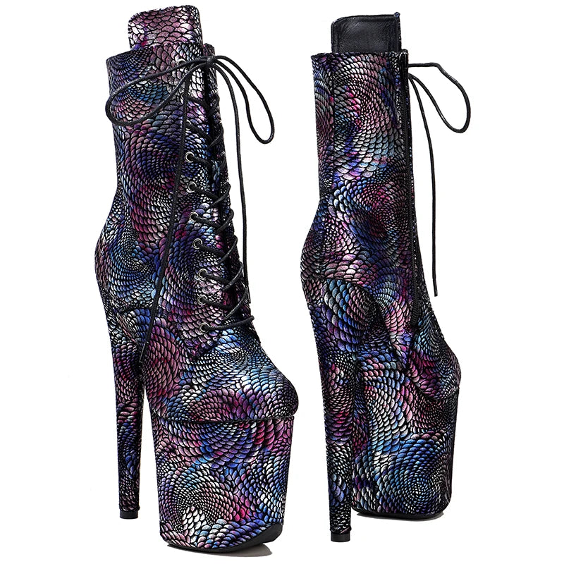 20CM/8Inch Genuine Leather Women's Platform disco party High Heels Pole Dance boot