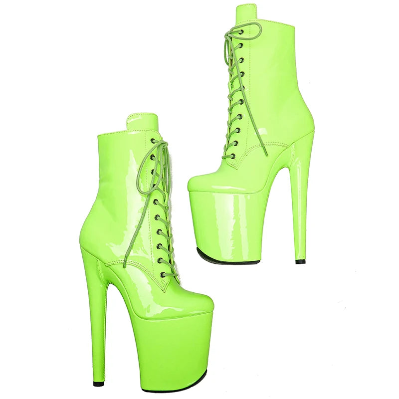 20CM/8inch Green PU upper high heel platform Pole Dance boot