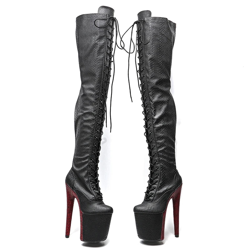 20CM/8inches Women New Design Extreme High Heel Lap Dancing Stripper Shoes Platform Lace-up 5B