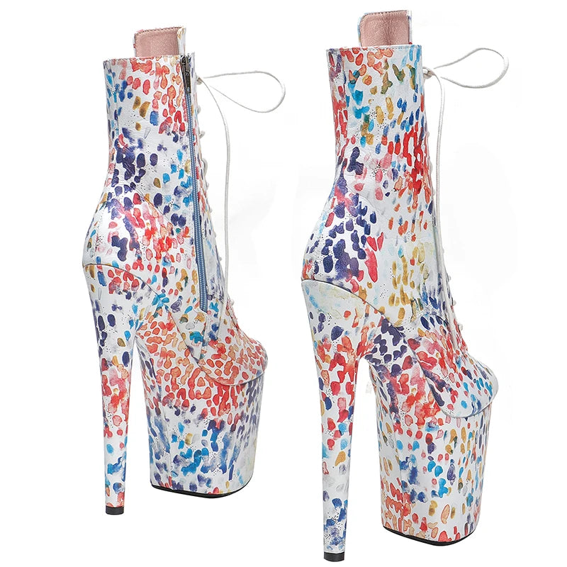 20CM/8Inch Genuine Leather Women disco party Pole Dance boot model nightclub super high heel Stripper Platform boots 3B