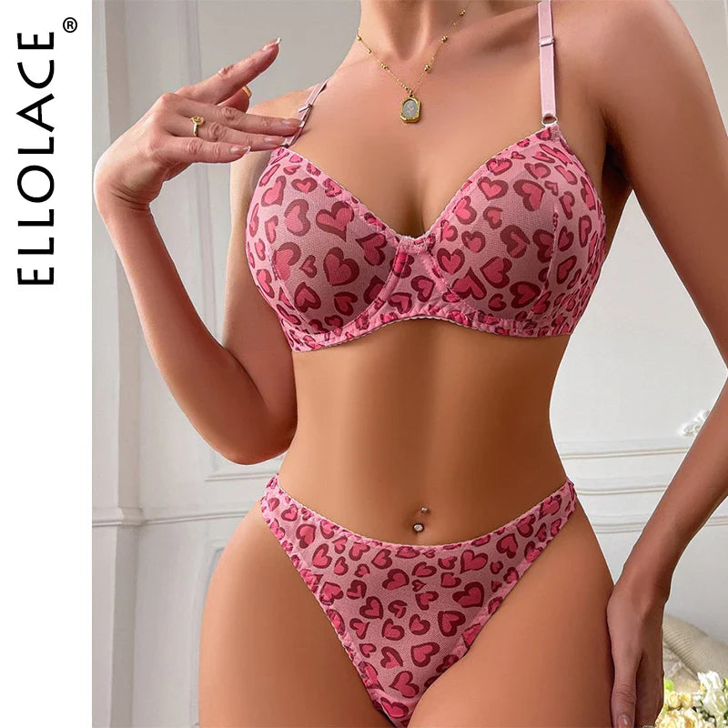 Ellolace Leopard Lingerie Bra Kit Push Up Sexy Outfits Ensemble New In Matching Sets Onlyfans Kit Bilizna Set Sissy Exotic Sets
